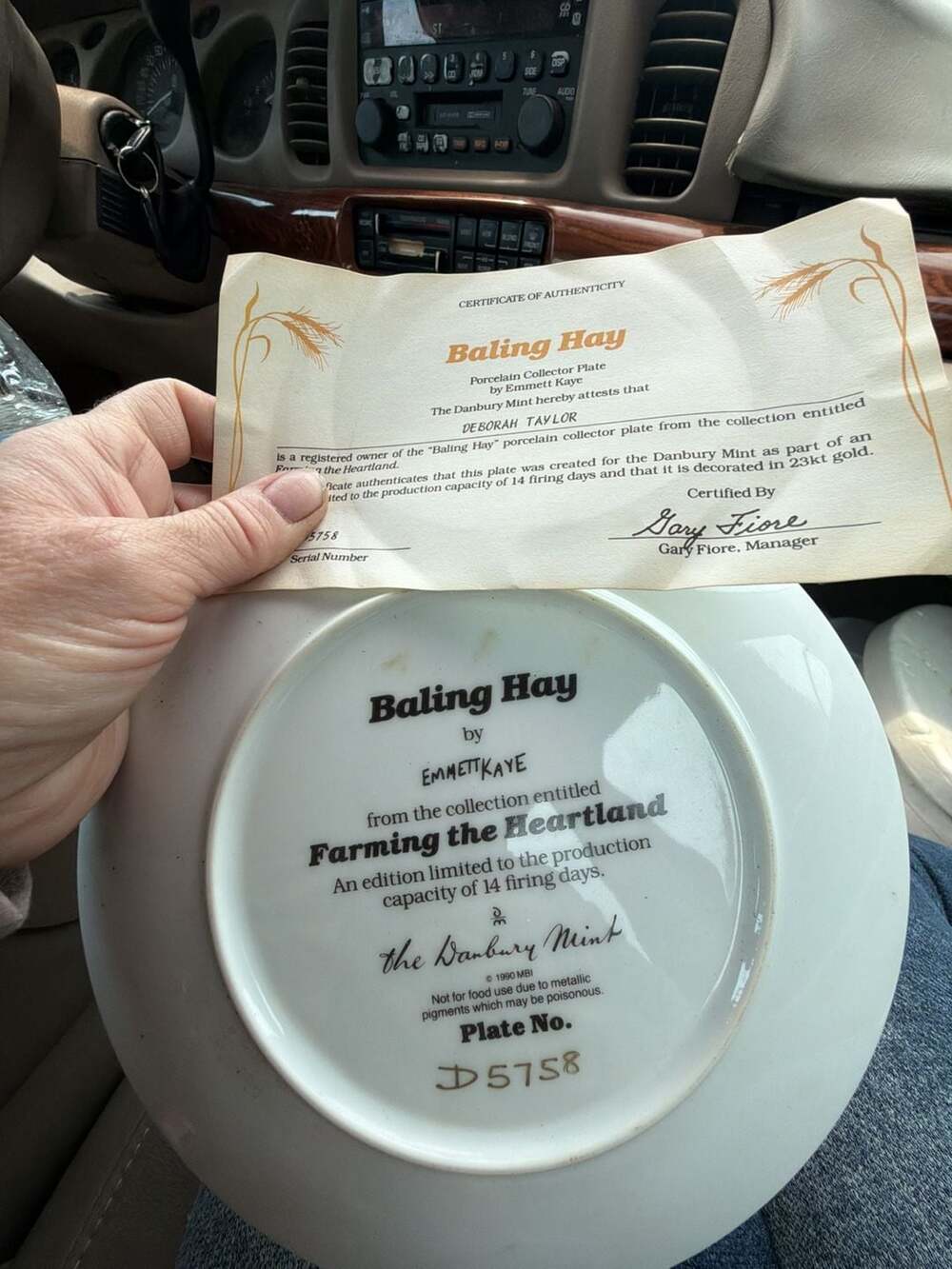 1990  'Baling Hay' Porcelain Collector Plate by Emmett Kaye, Farming the Heartla